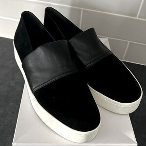 Vince Ward Suede Slip-On Platform Sneakers in Black, Size 10M